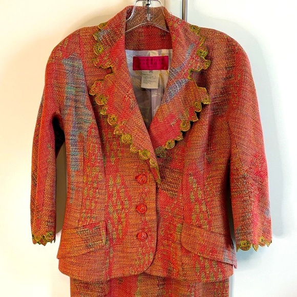 Christian Lacroix Paris Vintage Couture Pink and Yellow Patterned Skirt Suit - Picture 16 of 16